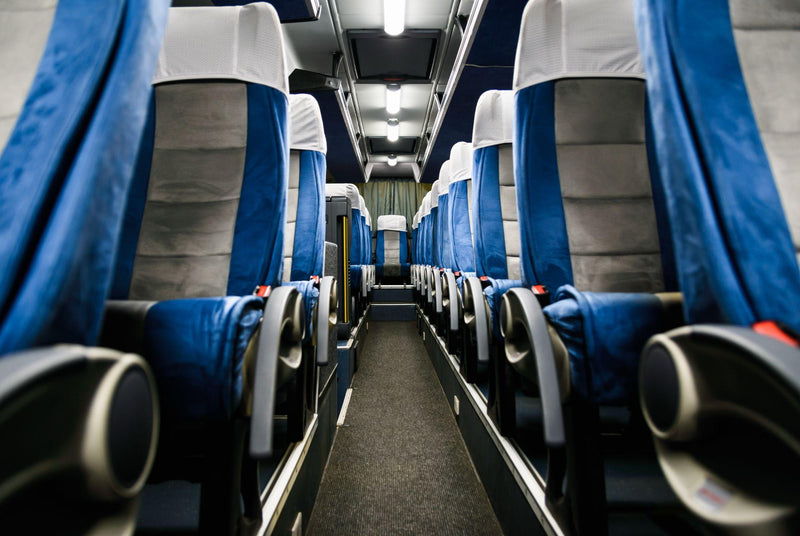row of seats, seats in passenger bus