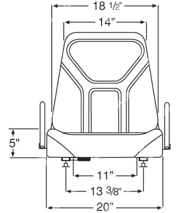 Komatsu Complete Replacement Seat w/ Hip Restraints and Slides - Black Vinyl (P/N: 3EB-50-A5160B)