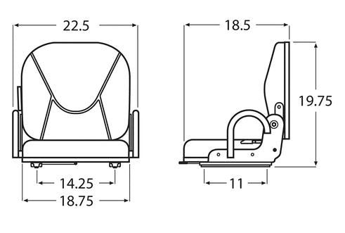 Replacement Seat w/ Retractable Seat Belt for Mitsubishi Forklift (Non-Suspension) (P/N: WM1830RSB-S)