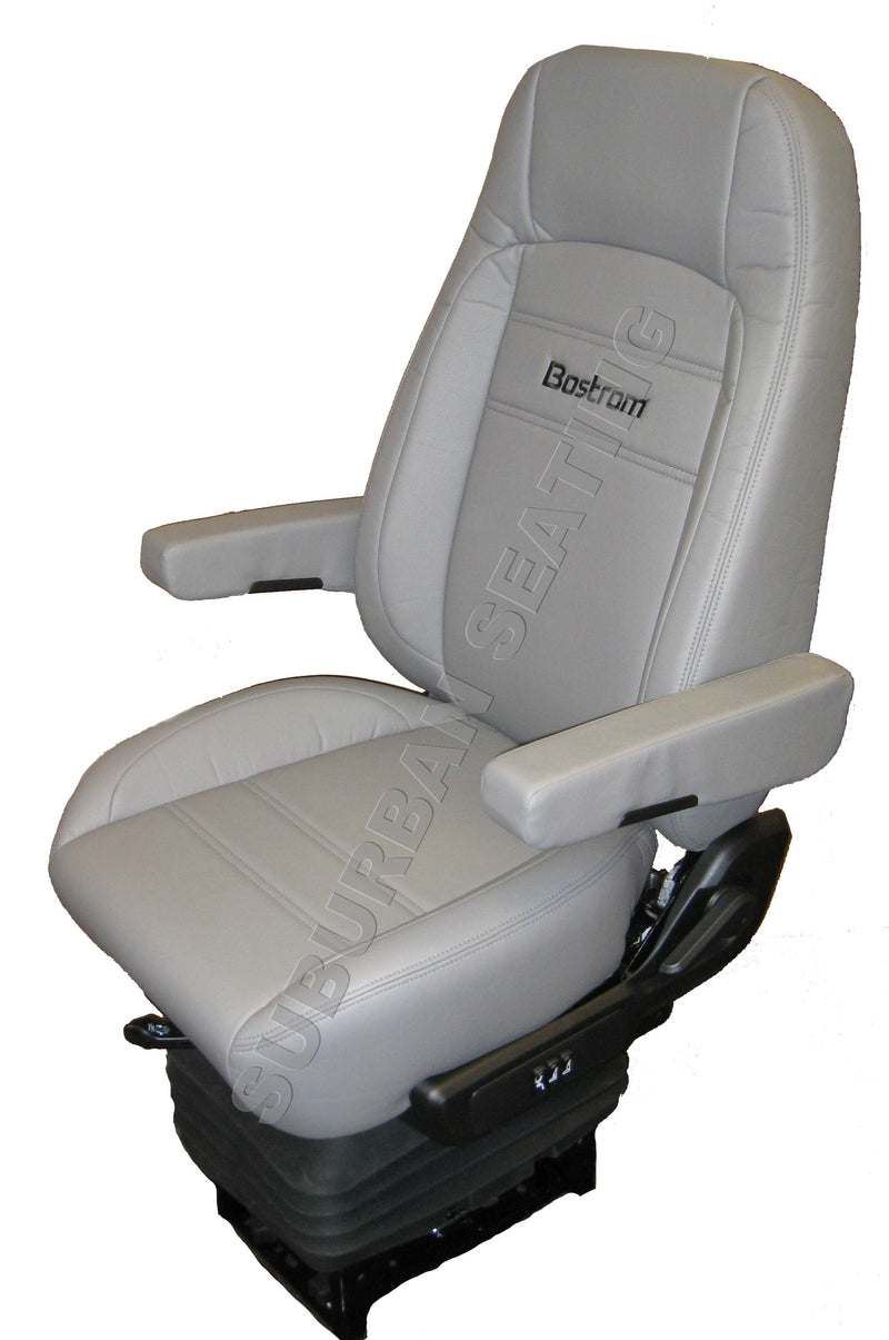 Bostrom Pro Ride Truck Seat in Gray Ultra-leather with Dual Arms