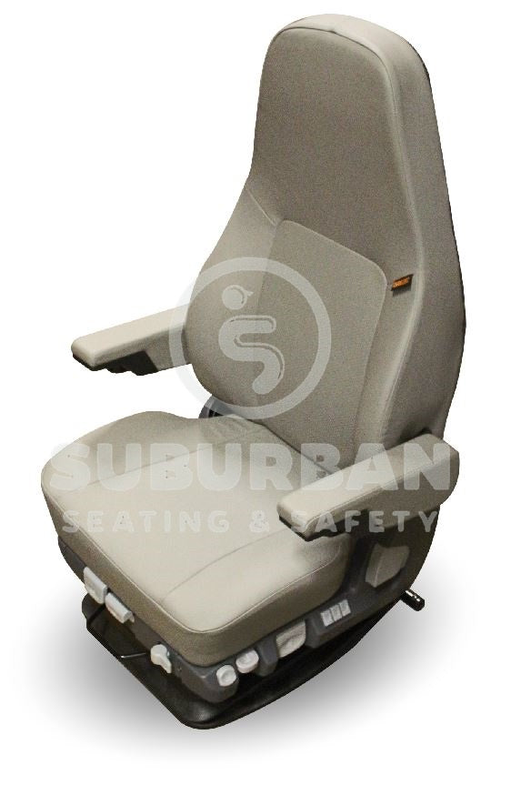 ISRI 5030/880 Premium Truck Seat in Gray Genuine Leather with Heat, Cooling, Swivel & Dual Arms