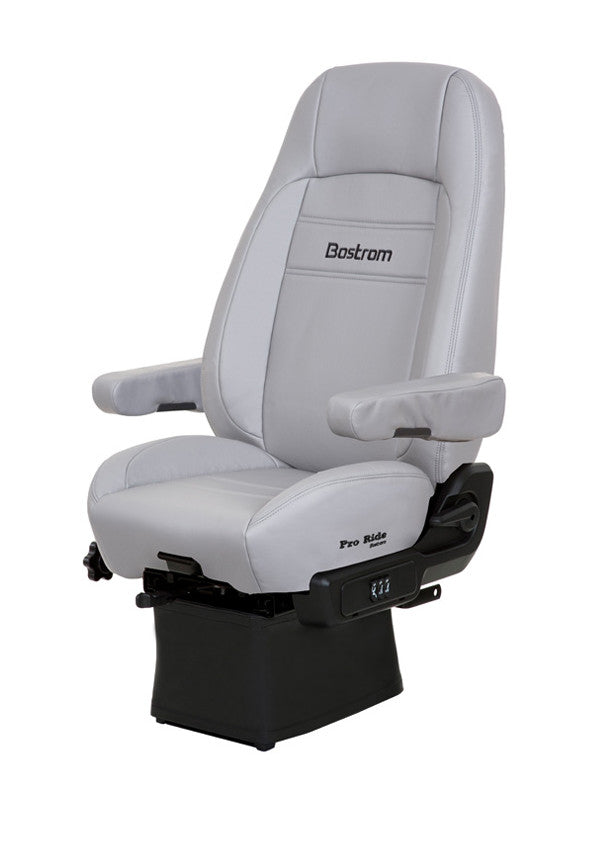 Bostrom Pro Ride Low Profile Truck Seat in Gray Ultra-leather with Dual Arms