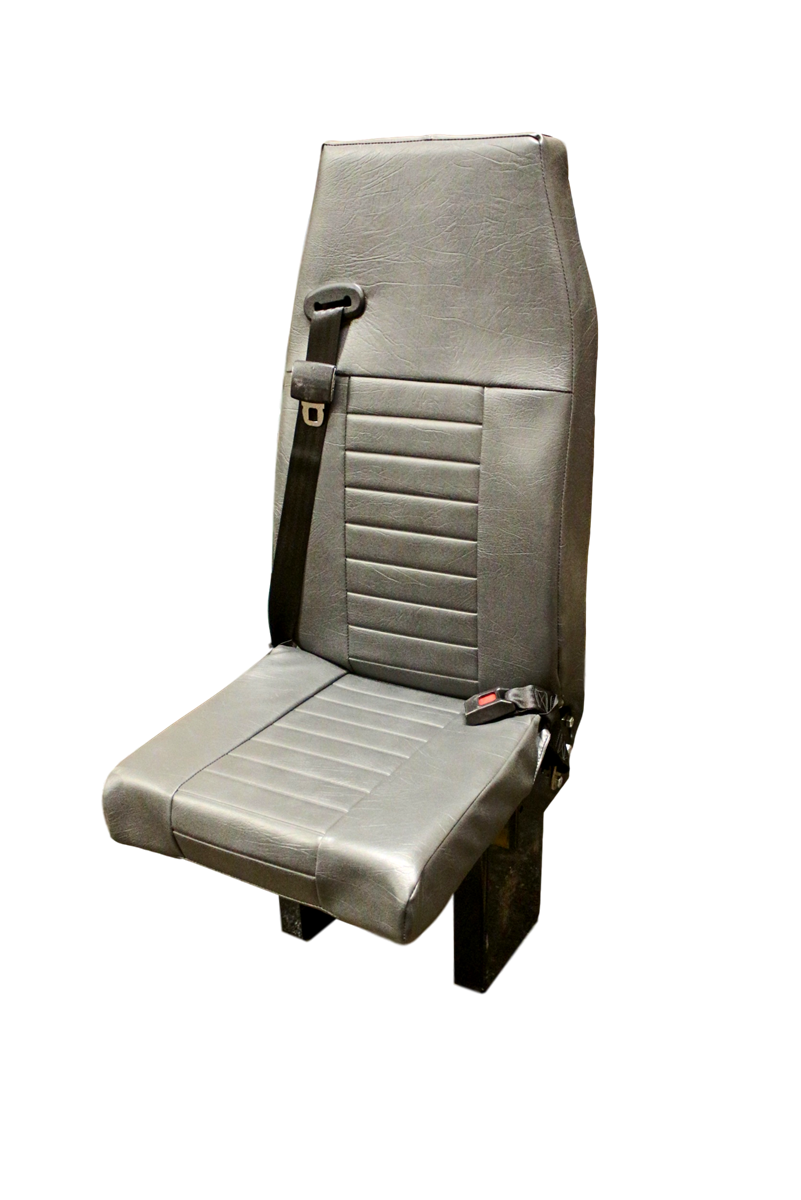 Floor Mounted FlipUp Seat with 3 Point Seat Belt in Gray Vinyl