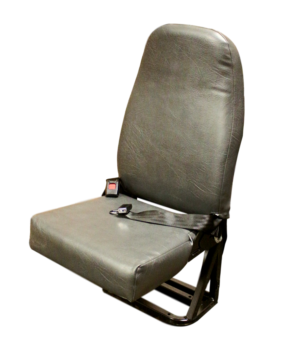 Floor Mounted FlipUp Seat with 2 Point Seat Belt in Gray Vinyl