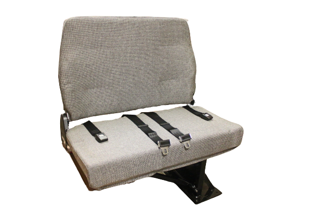 Double Mid Back BV Foldaway Bus Seat in Gray Cloth with 2-Point Belts - Street Side
