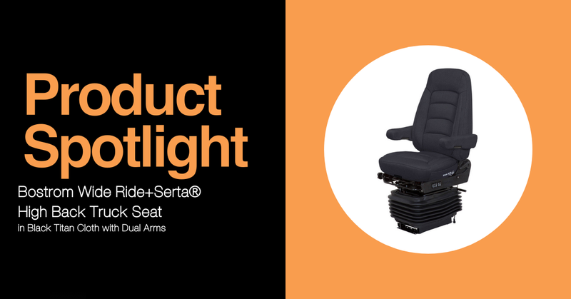 Product Spotlight: Bostrom Wide Ride+Serta® High Back Truck Seat in Black Titan Cloth with Dual Arms