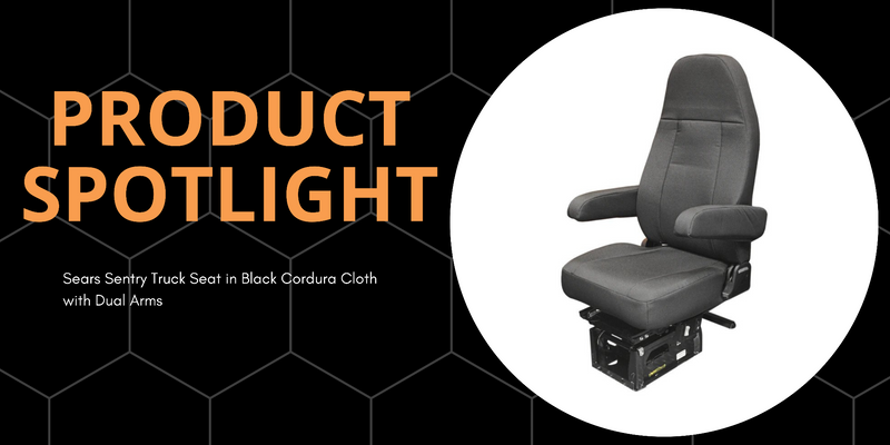 Sears Sentry Truck Seat in Black Cordura Cloth with Dual Arms