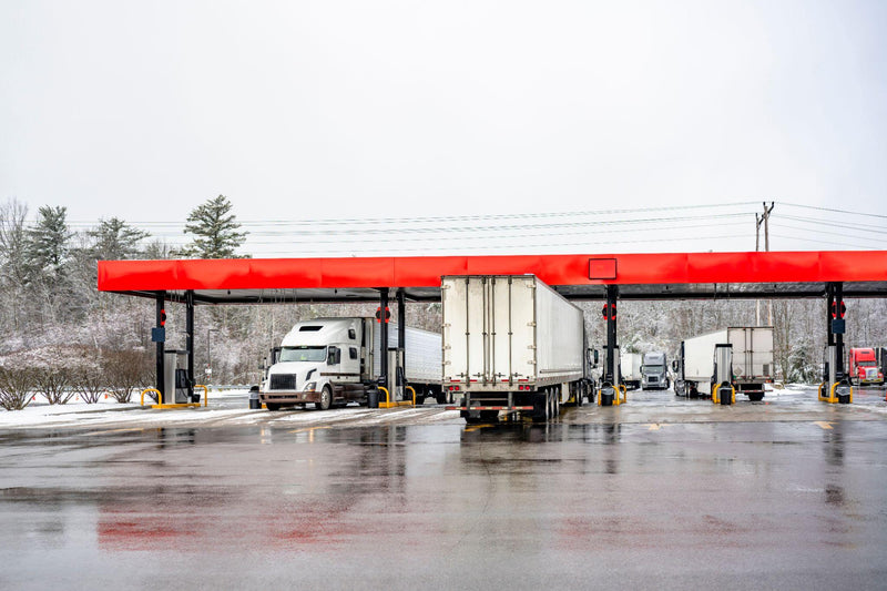 Semi truck toll road entrance