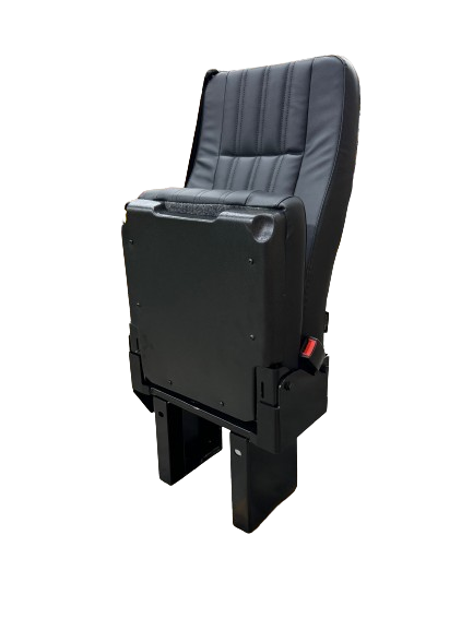 GO-ES Single 3PT Flip Seat w/ CRS Hooks in Black Ultra Leather