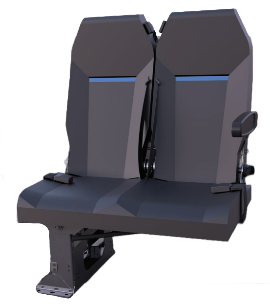 VICTA Double Foldaway Seat with 3PT Seat Belts and 1 Armrest Curb Side – PN CZACO35RKS097-00