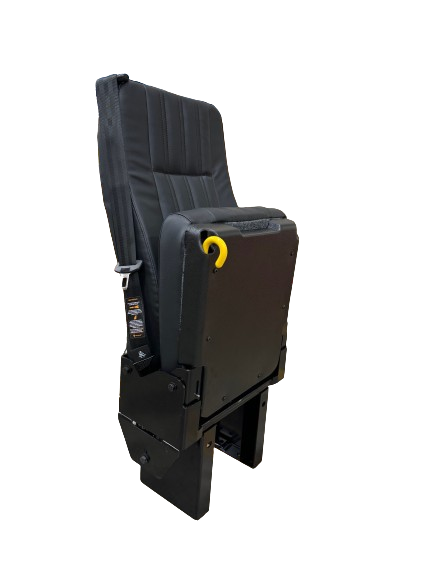 GO-ES Single 3PT Flip Seat w/ CRS Hooks in Black Ultra Leather