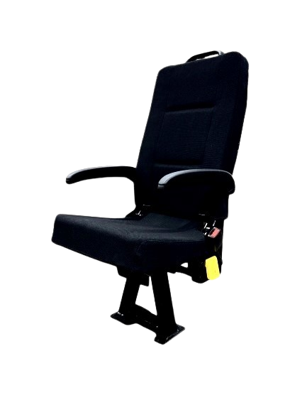 GO-ES Single Flip Swivel Seat with 3 Point Seatbelt Black Vinyl - Curbside