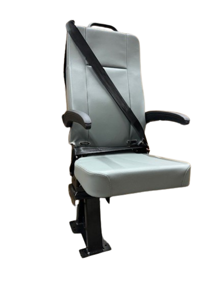 GO-ES Single 3PT Flip Swivel Seat with 3 Point Seatbelt Ash Gray Vinyl - Curbside