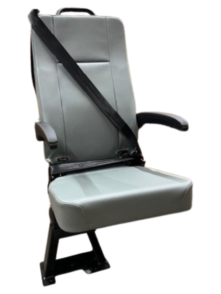 GO-ES Single 3PT Flip Swivel Seat with 3 Point Seatbelt Ash Gray Vinyl - Curbside