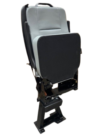 GO-ES Single 3PT Flip Swivel Seat with 3 Point Seatbelt Ash Gray Vinyl - Curbside