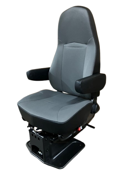 International Pro Star National High Back Seat with Dual Arms in Two-Tone Black and Gray Vinyl - 51052.12A0381