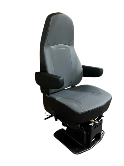 International Pro Star National High Back Seat with Dual Arms in Two-Tone Black and Gray Vinyl - 51052.12A0381