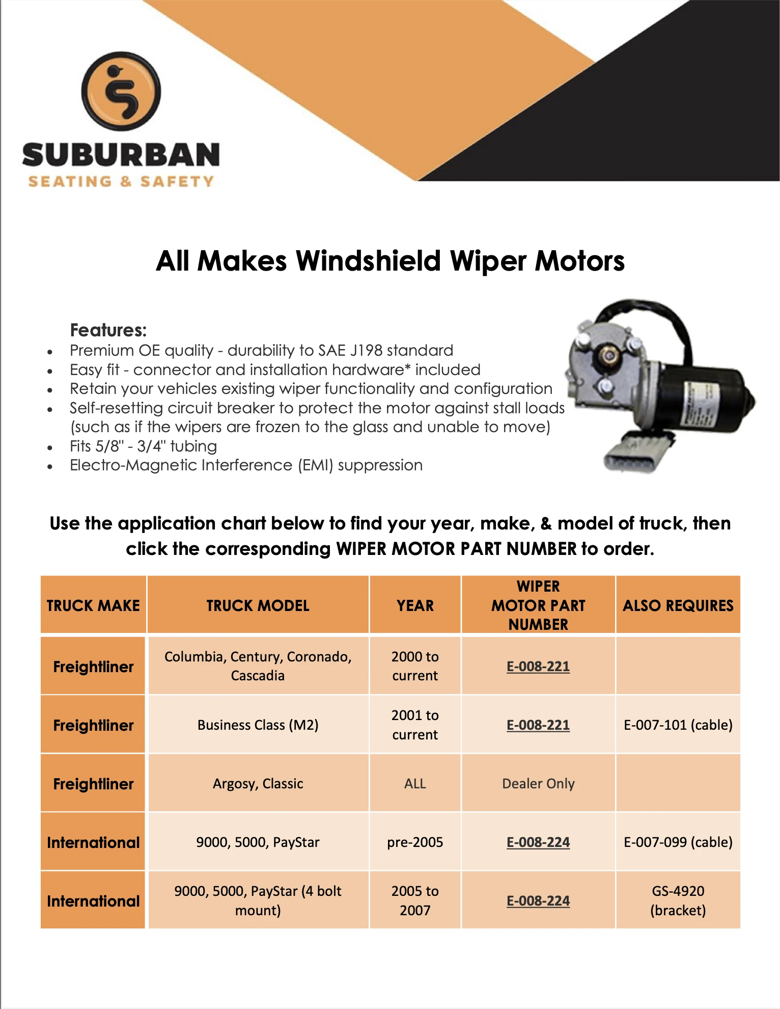 Replacement Wiper Motor Application Guide