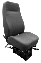 TTS HD Mid-Hi Back Suspension Seat w/ Recliner, OPS, Heating and Cooling in Black Cloth