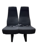 Double Feather Weight High Back Rigid Passenger Seat w/ 2 Point Seat Belt in Black Cloth