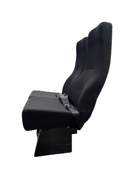 Double Feather Weight High Back Rigid Passenger Seat w/ 2 Point Seat Belt in Black Cloth