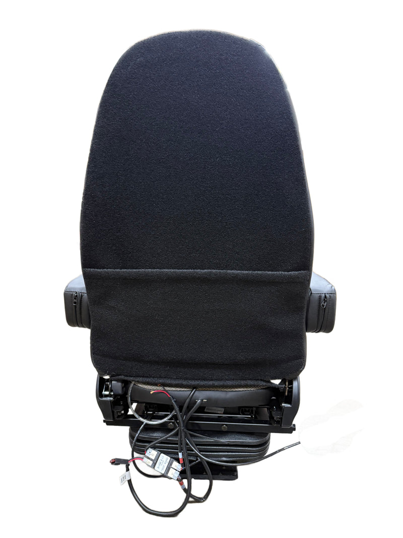 Sears Atlas II LE Truck Seat in Black Ultra Leather & Wheat Confetti Cloth with Heat, Cooling & Dual Arms