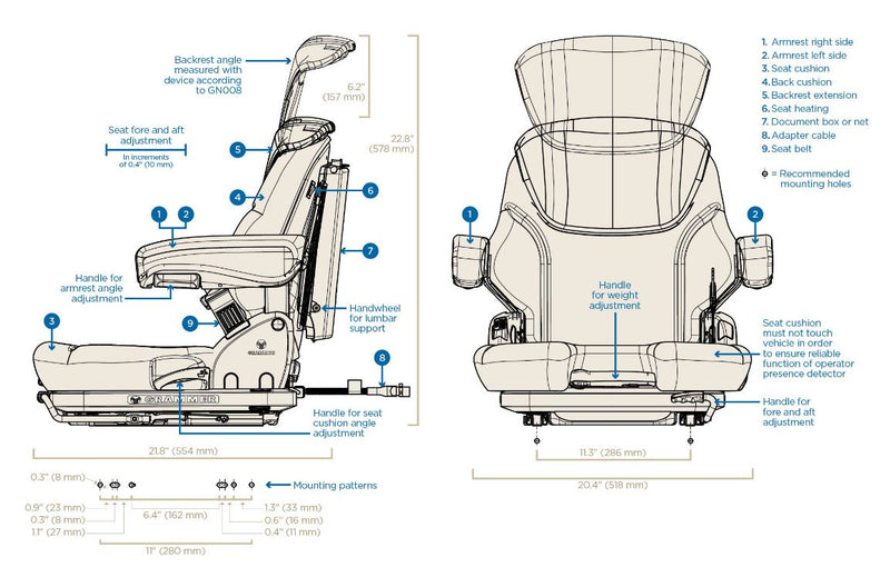 Doosan/Daewoo Forklift Replacement Suspension Seat
