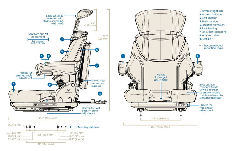 2019+ UniCarriers/Nissan Forklift Replacement Suspension Seat