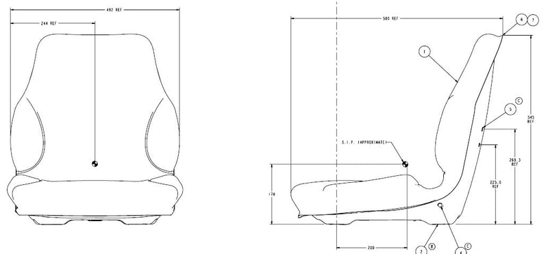 UltraBurban Universal Forklift Replacement Seat with Multiple Mounting Patterns