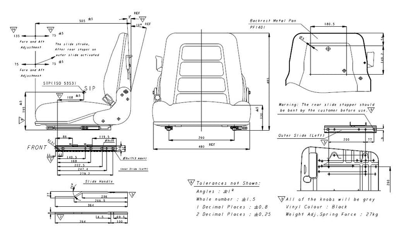 Sears T902-S Forklift & Equipment Seat