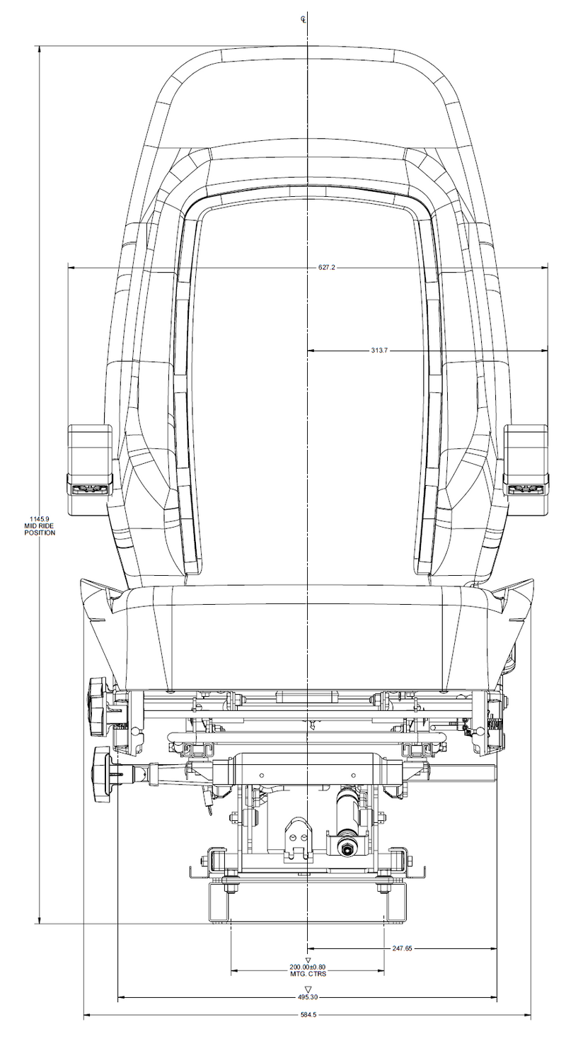 Bostrom Wide Ride+Serta® High Back Truck Seat in Gray Titan Cloth with Dual Arms PN 5300001-K86