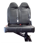 Double Bellagio Foldaway Bus Seat in Black Ultra Leather with 3-Point Belts - Street Side