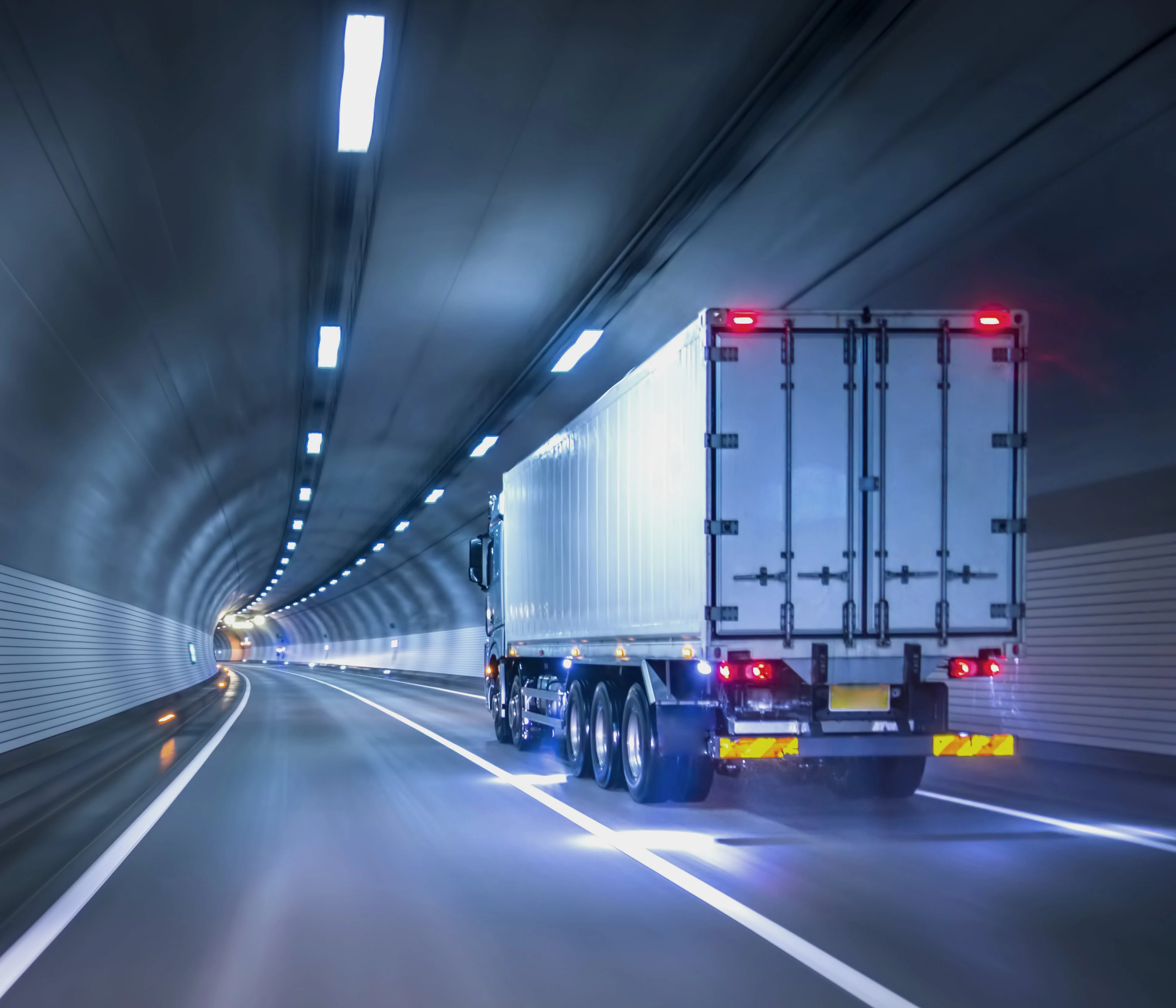 truck passing through tunnels transporting goods