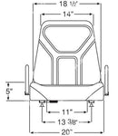 Komatsu Complete Replacement Seat w/Hip Restraints and Slides – Black Vinyl P/N: 3EB-50-A5160B