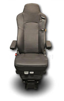 ISRI 6832 Bus Driver Seat with Dual Arms and 3-Point Belt in Black Genuine Leather (P/N: 6832/872 NTS)