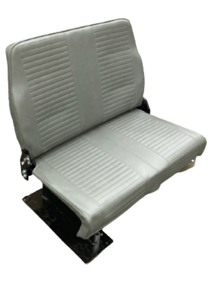 Double Foldaway Bench – Curbside in Grey Vinyl for Wheelwell Mount in Minivan Conversions