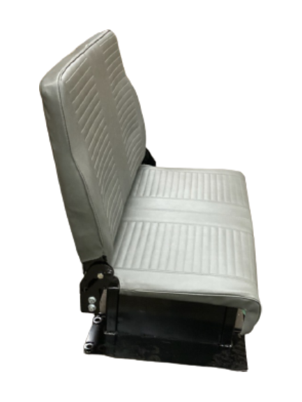 Double Foldaway Bench – Curbside in Grey Vinyl for Wheelwell Mount in Minivan Conversions