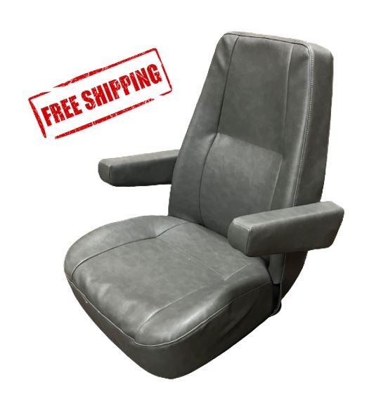 T900 Mid Back Upper Only – Grey Vinyl with Dual Armrests - P/N: 1210119-546