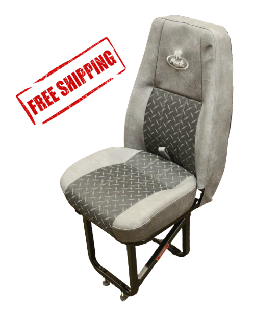 Mack OEM Static Passenger Seat - Mid Back in Charcoal Vinyl/Diamond Cloth (P/N: 1210250-G04)