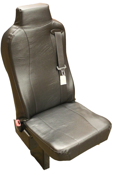 Floor Mounted Flip-Up Seat with 3PT Seat Belt in Black Vinyl