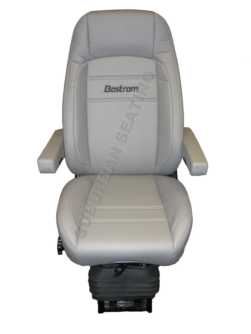 Bostrom Pro Ride Truck Seat in Gray Ultra-leather with Dual Arms