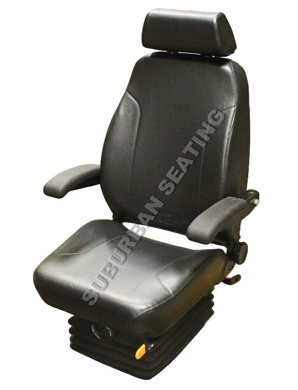 Seats Inc TLS-15 Mechanical Suspension Seat in Black Vinyl with Headrest & Arms