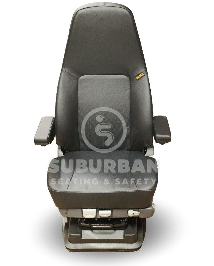ISRI 5030/880 Premium Truck Seat in Black Genuine Leather with Heat, Cooling, Swivel & Dual Arms
