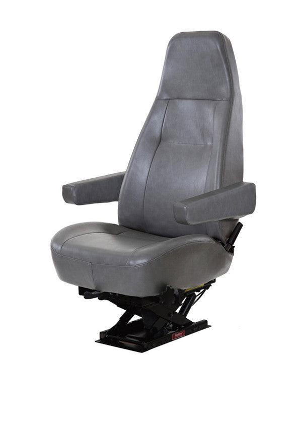 Bostrom T910 High Back Truck Seat in Gray Vinyl with Dual Arms & Driver Swivel