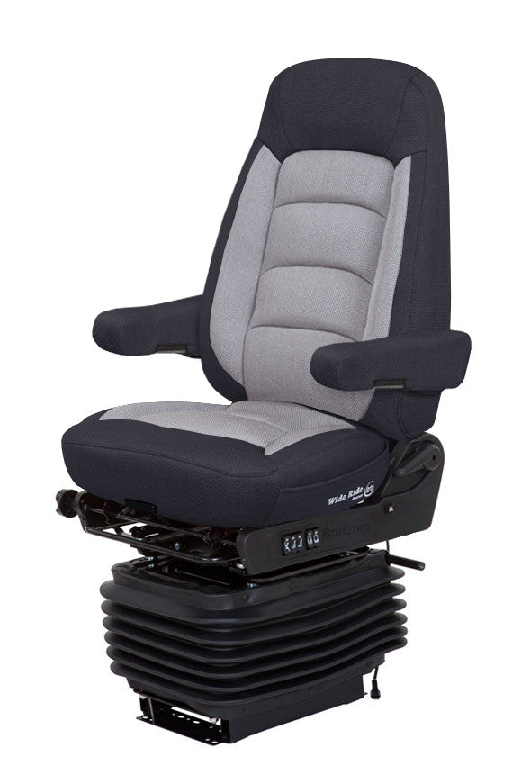 Bostrom Wide Ride+Serta® High Back Truck Seat in Black & Gray Titan Cloth with Dual Arms