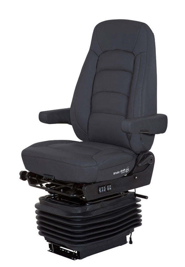 Bostrom Wide Ride+Serta® High Back Truck Seat in Black Ultra-Leather with Driver Swivel & Dual Arms