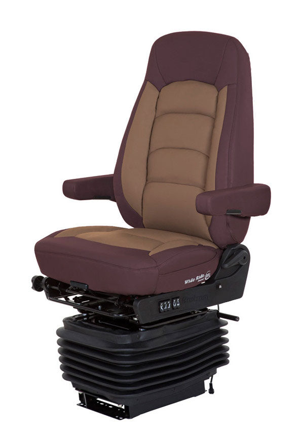 Bostrom Wide Ride+Serta® High Back Truck Seat in Red & Tan Ultra-Leather with Dual Arms - (PN 5300001-N02)