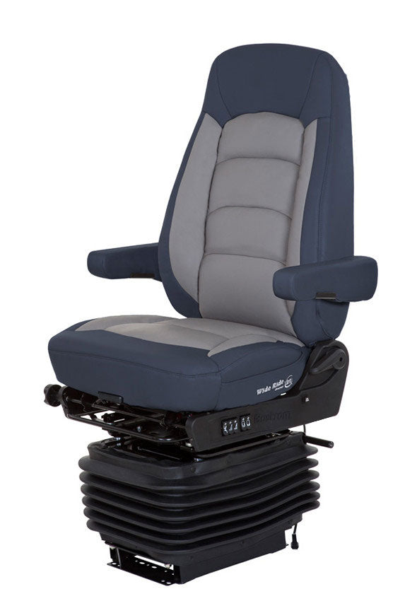 Bostrom Wide Ride+Serta® High Back Truck Seat in Blue & Gray Ultra-Leather with Dual Arms