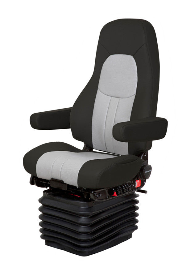 National Admiral CT in Black & Gray Genuine Leather with Heat, Cooling, Driver Swivel & Dual Arms