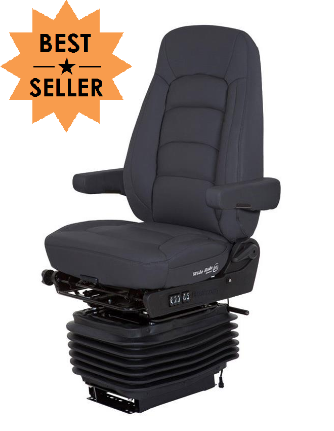 Bostrom Wide Ride+Serta® High Back Truck Seat in Black Ultra-Leather with Dual Arms
